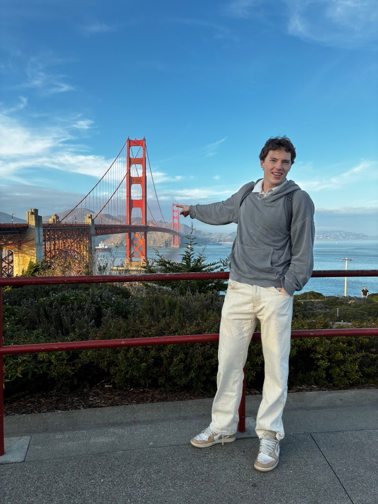 Picture of Thomas Pierson, graduate from New Mexico Institute of Mining and Technology at the Golden Gate Bridge